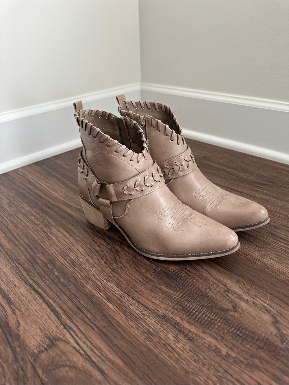 Altar'd State Taupe Western Braided Ankle Booties